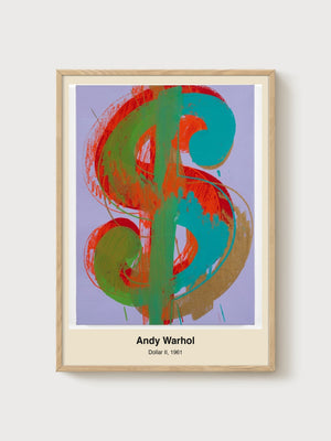 Andy Warhol Dollar II Print poster in oak frame