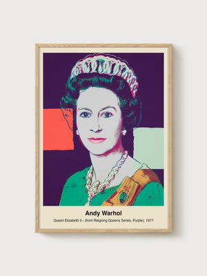 Andy Warhol Queen Elizabeth II Poster poster in oak frame