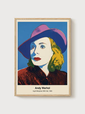 Andy Warhol Ingrid Bergman With Hat poster in oak frame