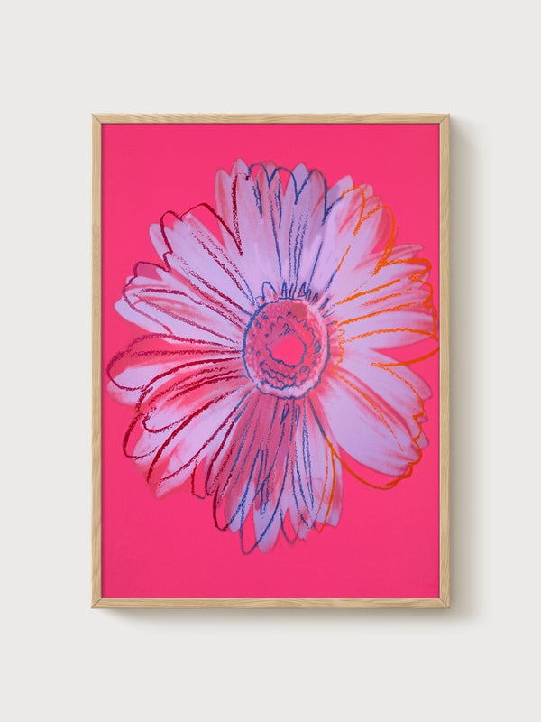 Andy Warhol Daisy Pink Print poster in oak frame