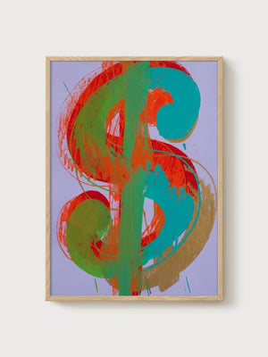 Andy Warhol Dollar II Print poster in oak frame