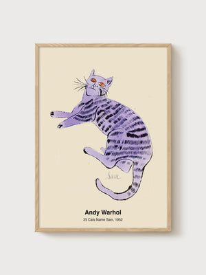 Andy Warhol 25 Cats Name Sam Print poster in oak frame