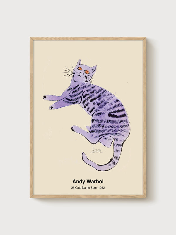 Andy Warhol 25 Cats Name Sam Print poster in oak frame