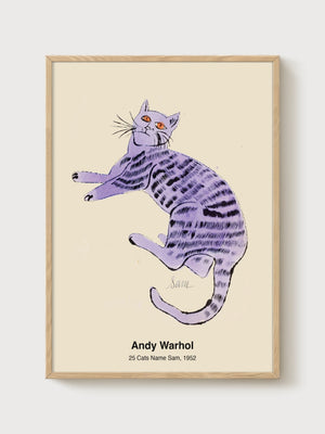 Andy Warhol 25 Cats Name Sam Print poster in oak frame
