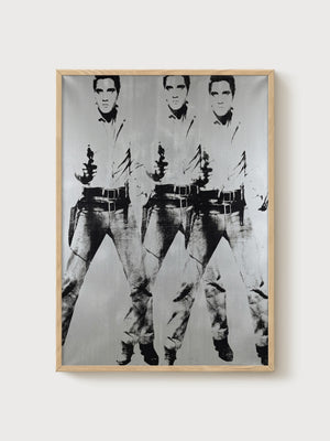 Andy Warhol Triple Elvis Poster poster in oak frame