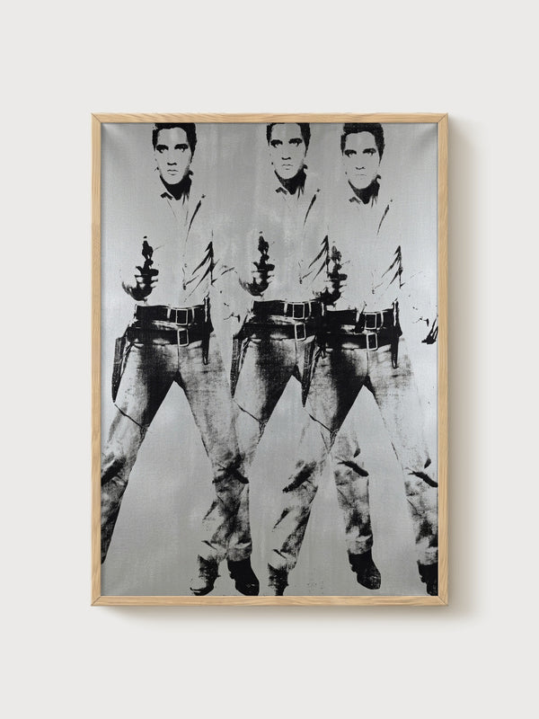 Andy Warhol Triple Elvis Poster poster in oak frame