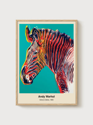 Andy Warhol Grevy's Zebra Poster poster in oak frame