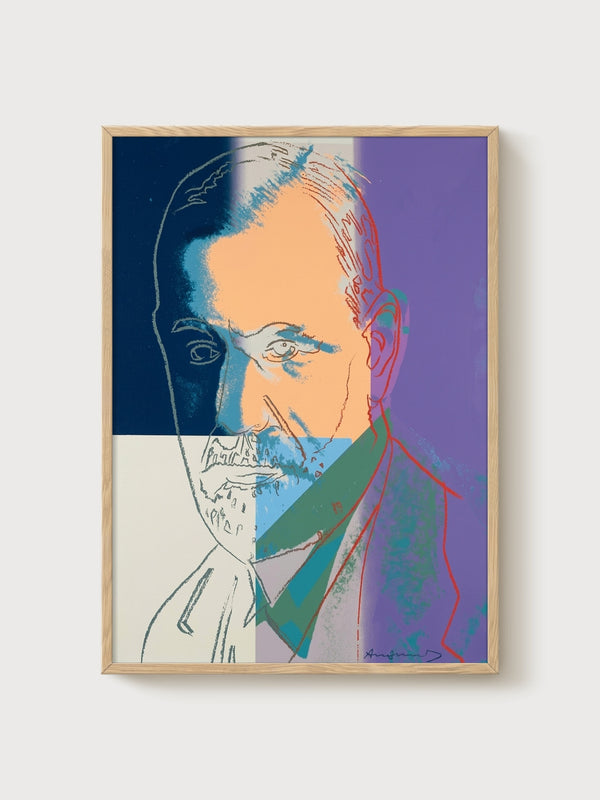 Andy Warhol Sigmund Freud Print poster in oak frame