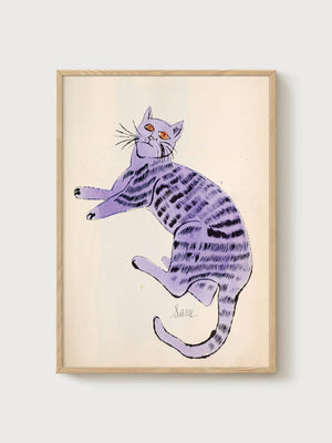 Andy Warhol 25 Cats Name Sam Print poster in oak frame