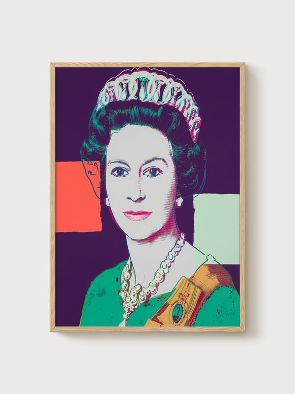 Andy Warhol Queen Elizabeth II Poster poster in oak frame