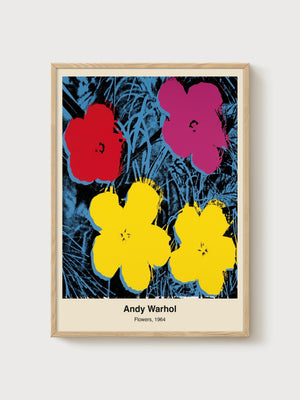 Andy Warhol Flowers Print poster in oak frame