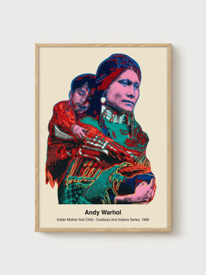 Andy Warhol Indian Mother and Child Print poster in oak frame