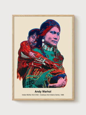Andy Warhol Indian Mother and Child Print poster in oak frame