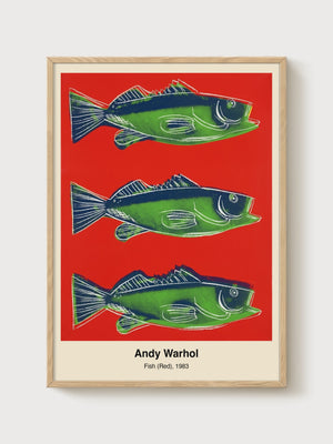 Andy Warhol Fish Red Poster poster in oak frame