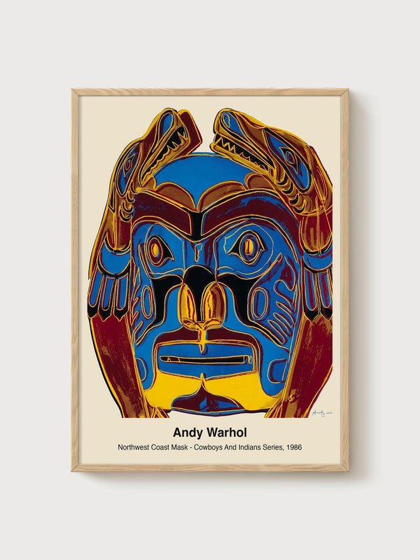 Andy Warhol Northwest Coast Mask Print poster in oak frame