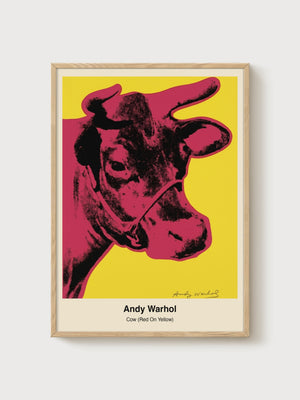 Andy Warhol Cow Print poster in oak frame