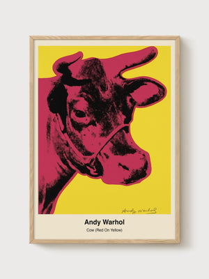 Andy Warhol Cow Print poster in oak frame