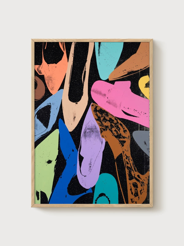 Andy Warhol Diamond Dust Shoes Poster poster in oak frame