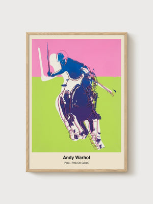 Andy Warhol Polo Pink On Green Poster poster in oak frame