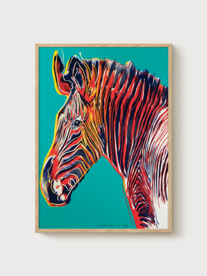 Andy Warhol Grevy's Zebra Poster poster in oak frame