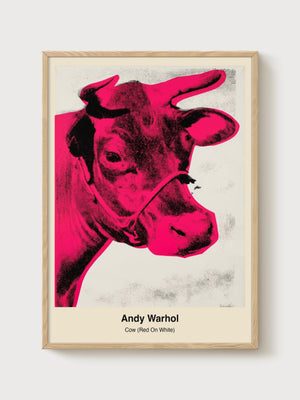 Andy Warhol Cow Red On White Poster poster in oak frame