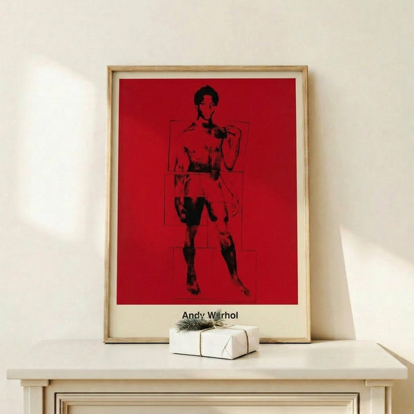 Contemporary pop art portrait print with abstracted facial features in high-contrast black, white, and bright neon hues.
