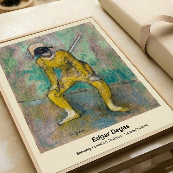 Sophisticated Impressionist dance painting with a woman in a yellow costume, rendered in gentle pastels and refined brushwork evoking a peaceful rehearsal moment.