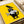 Folk art style framed print with playful line-drawn black cat, crow, and fish in minimalist yellow and black palette.