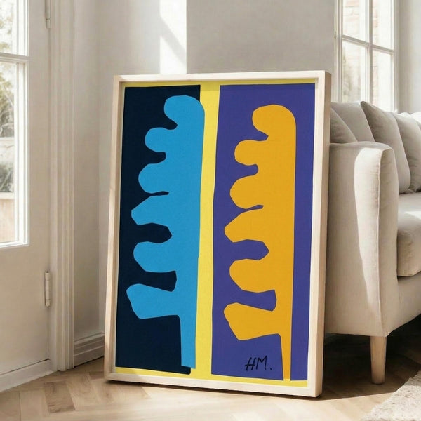 Serene blue composition poster with soft transitions and organic shapes evoking tranquility and modern elegance.
