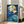 Serene Japanese-inspired poster with graceful cranes and blooming flowers under a luminous gold moon, blending Art Nouveau and Japandi aesthetics in rich blues and gold.