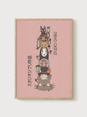 Studio Ghibli Poster poster in oak frame