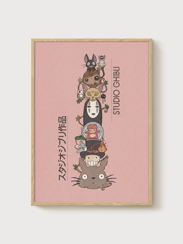 Studio Ghibli Poster poster in oak frame