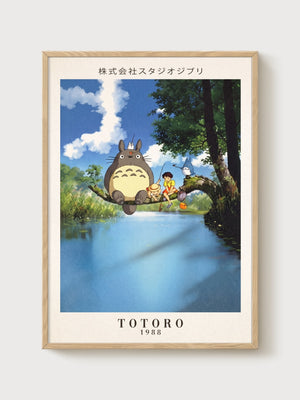 Totoro Poster poster in oak frame