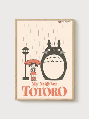 Totoro Poster poster in oak frame