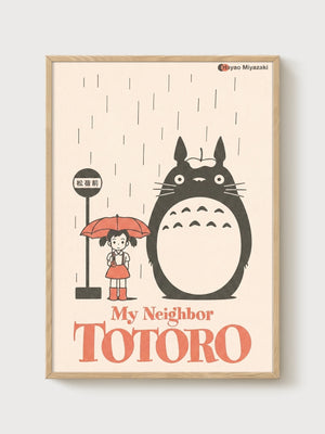 Totoro Poster poster in oak frame
