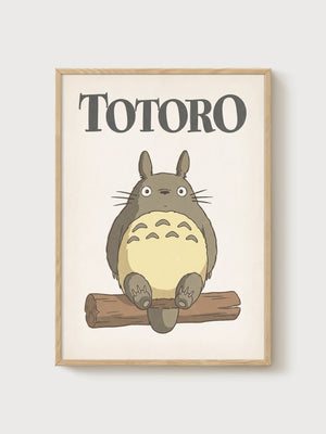 Totoro Poster poster in oak frame
