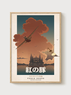 Porco Rosso Studio Ghibli Poster poster in oak frame