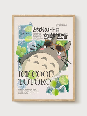 Totoro Poster poster in oak frame