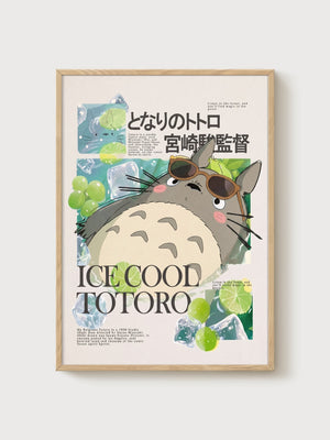 Totoro Poster poster in oak frame