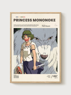 Princess Mononoke Poster poster in oak frame