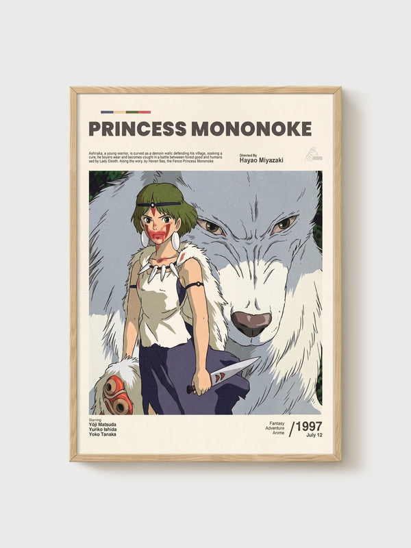 Princess Mononoke Poster poster in oak frame