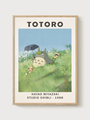 Totoro Poster poster in oak frame