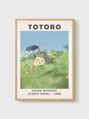 Totoro Poster poster in oak frame