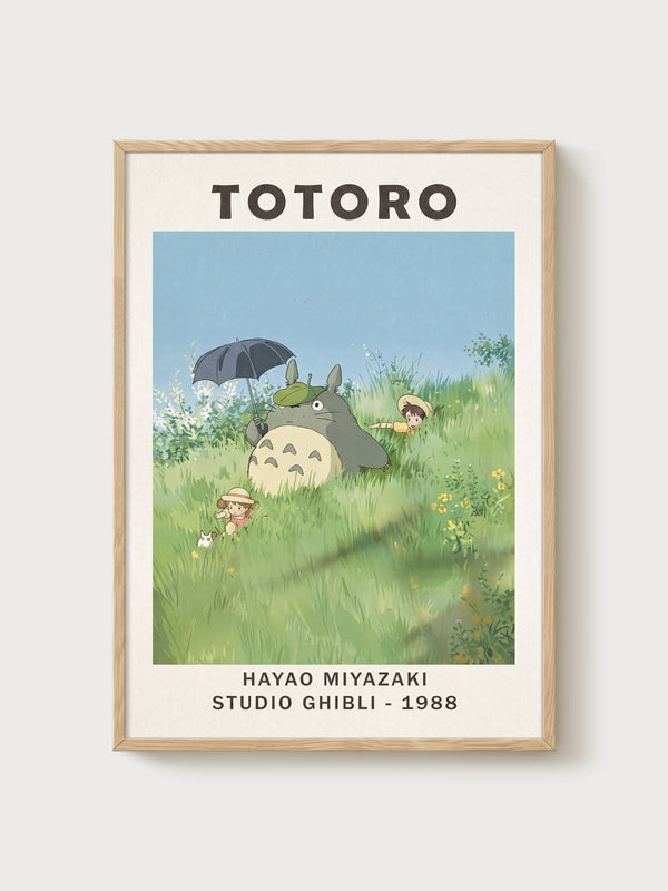 Totoro Poster poster in oak frame