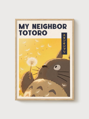 Totoro Poster poster in oak frame