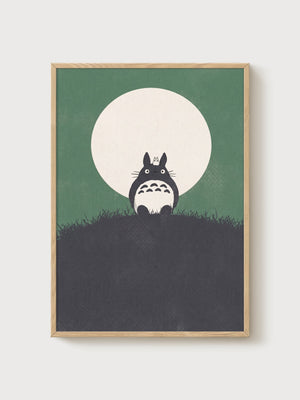 Totoro Poster poster in oak frame