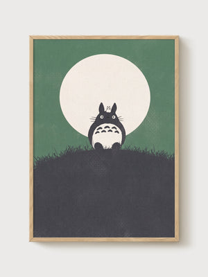 Totoro Poster poster in oak frame