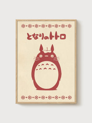Totoro Poster poster in oak frame