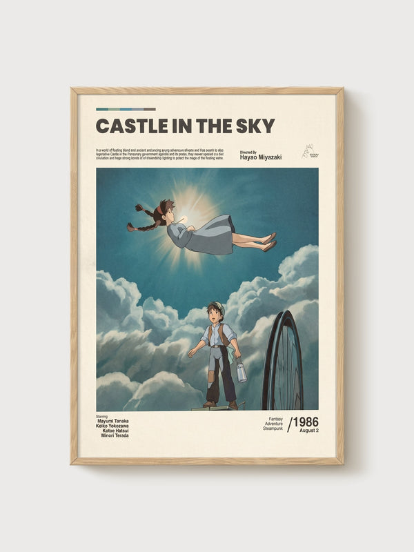 Castle in the Sky Poster poster in oak frame