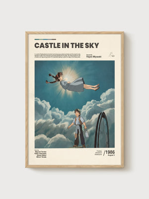 Castle in the Sky Poster poster in oak frame